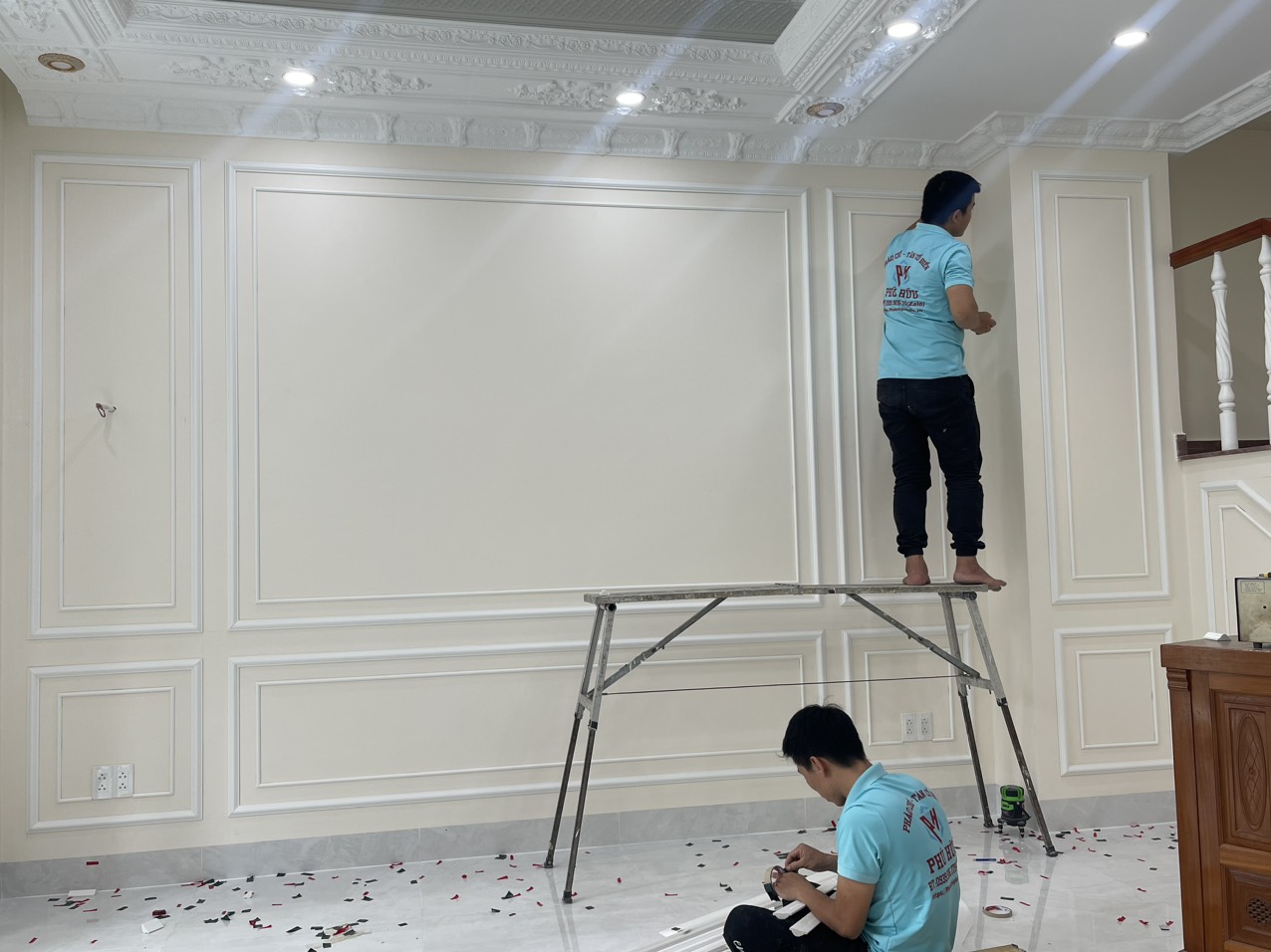 Trang trí vách tường với mẫu phào chỉ nhựa PS Hàn Quốc