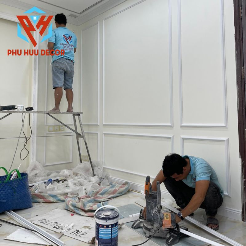 Thi công phào chỉ nhựa PS Hàn Quốc